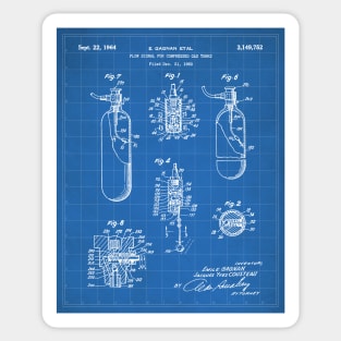 Scuba Tank Patent - Scuba Diver Deep Sea Diving Art - Blueprint Sticker